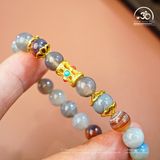  Vòng Tay Mã Não Botswana 2A - 8mm Phối Charm Lu Thống 