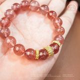  Vòng Tay Đá Thạch Anh Dâu Tây 10mm 2A Phối Charm 