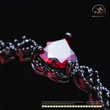  Nhẫn Bạc Đen 925 Đính Đá Garnet 6mm 