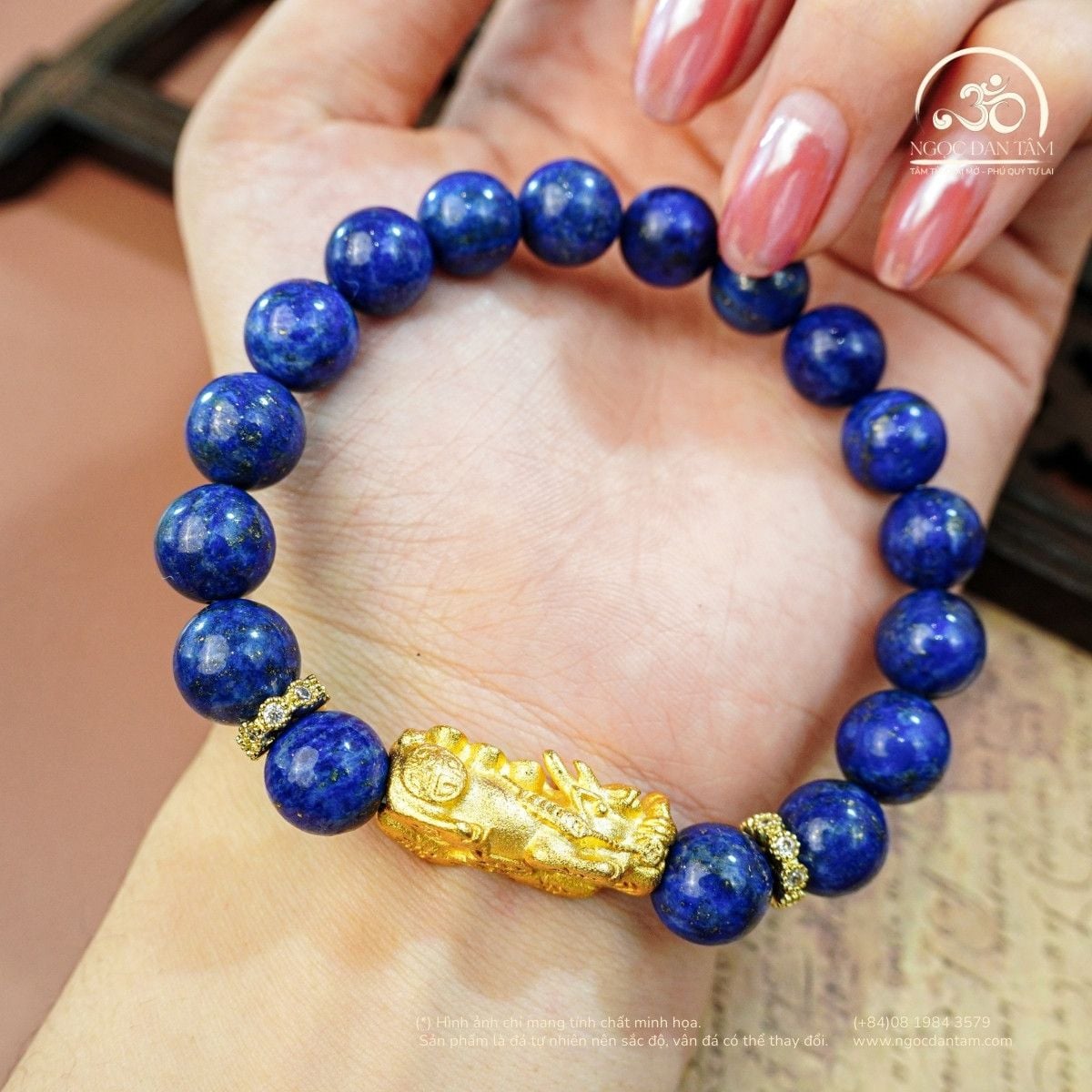  Vòng Tay Ngọc Lưu Ly 10mm 2A Phối Charm Tỳ Hưu 