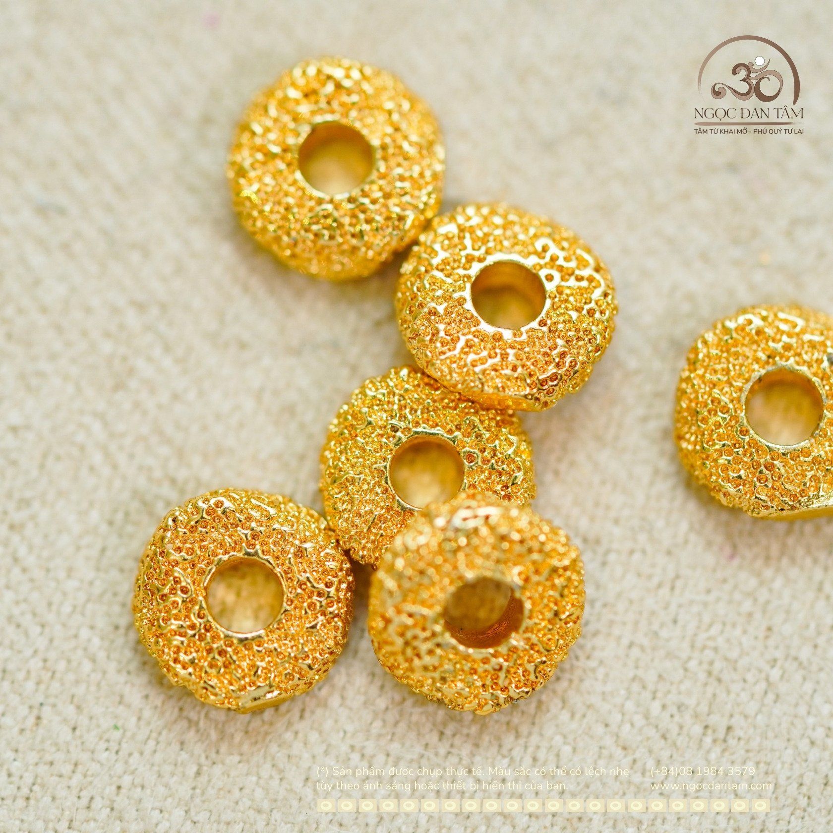  Charm Đệm Mạ Vàng 18k 6,55mm - Kim Loại Mạ Vàng 