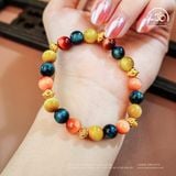  Vòng Tay Đá Mắt Hổ Tam Tài 8mm 5A Phối Charm 