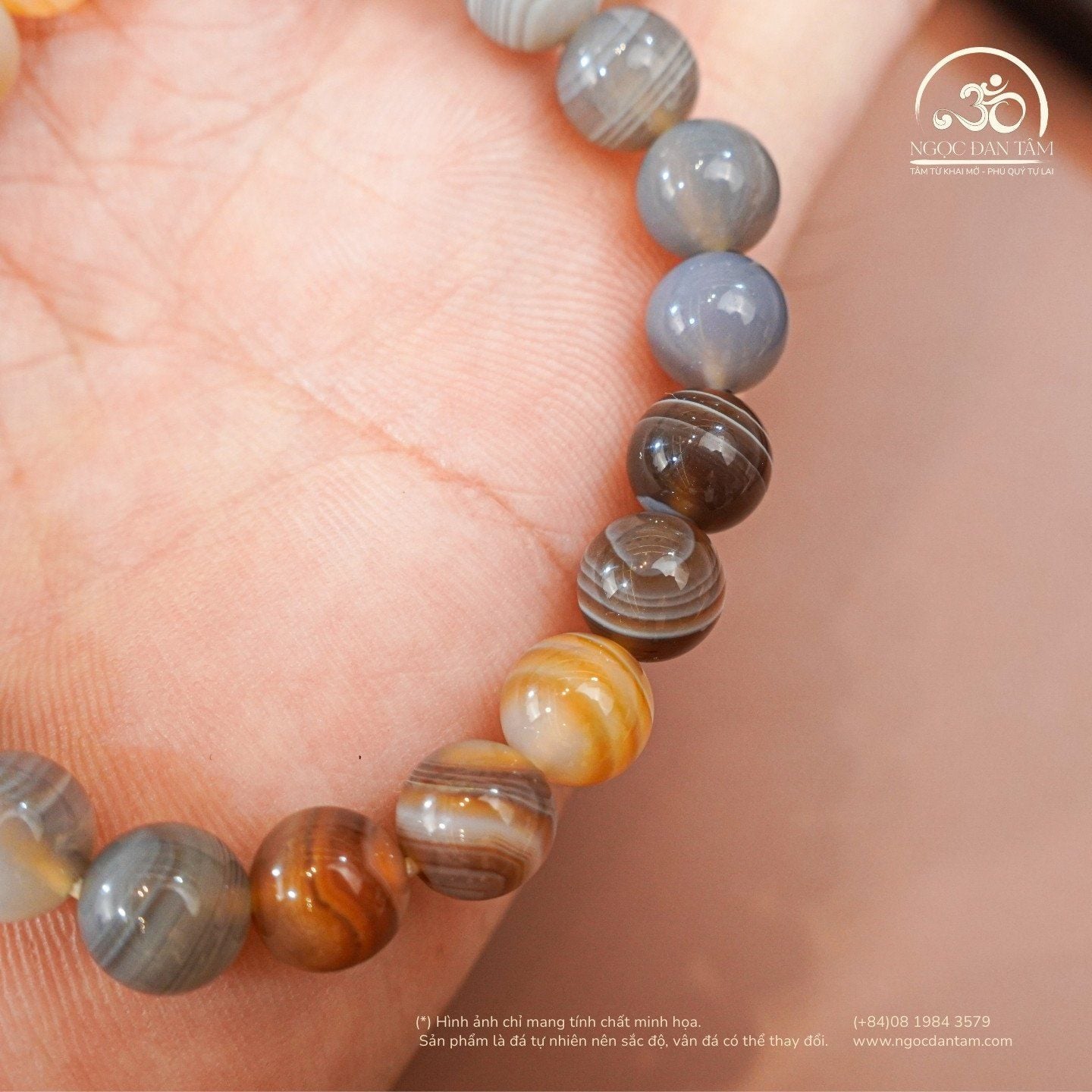  Vòng Tay Mã Não Botswana 2A 8mm 