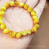  Vòng Tay Mắt Hổ Vàng Phối Tỳ Hưu 8mm 6A 