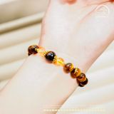  Vòng Tay Mắt Hổ Vàng Nâu 8mm 5A Phối Đá 