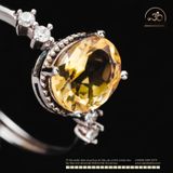  Nhẫn Bạc 925 Đính Đá Thạch Anh Vàng 8x10mm 