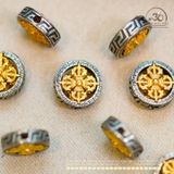  Charm Bánh Xe Pháp Luân Nhỏ 10,24mm - Bạc 925 Mạ Vàng Cao Cấp 