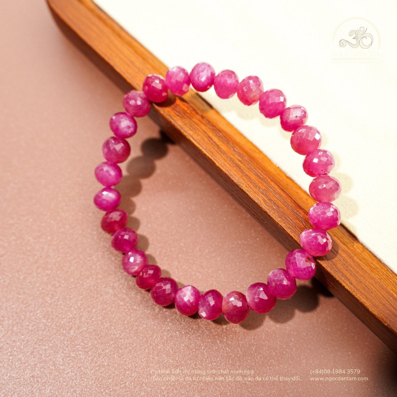  Vòng Tay Ruby Hồng Vip Cắt Giác 5,5 x 7,5 mm 