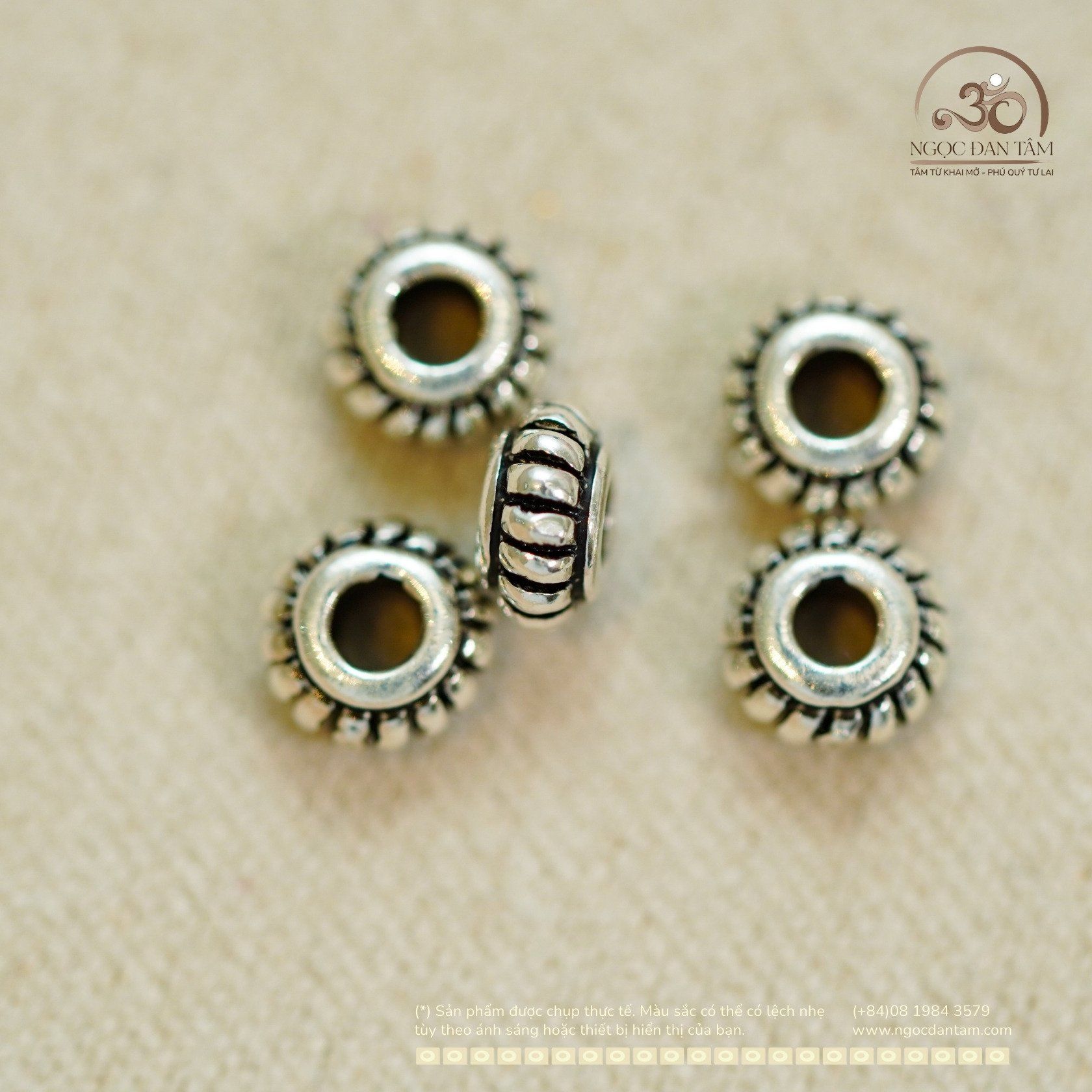  Charm Bánh Xe Bạc 5,22mm - Charm Bạc Cao Cấp 