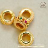  Charm Tròn Dẹp Đính Đá 8mm - Kim Loại Mạ Vàng 