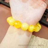  Vòng Tay Hổ Phách Vàng Bơ 14mm 24gram 
