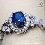  Nhẫn Bạc 925 Đính Đá Sapphire 4x6mm 