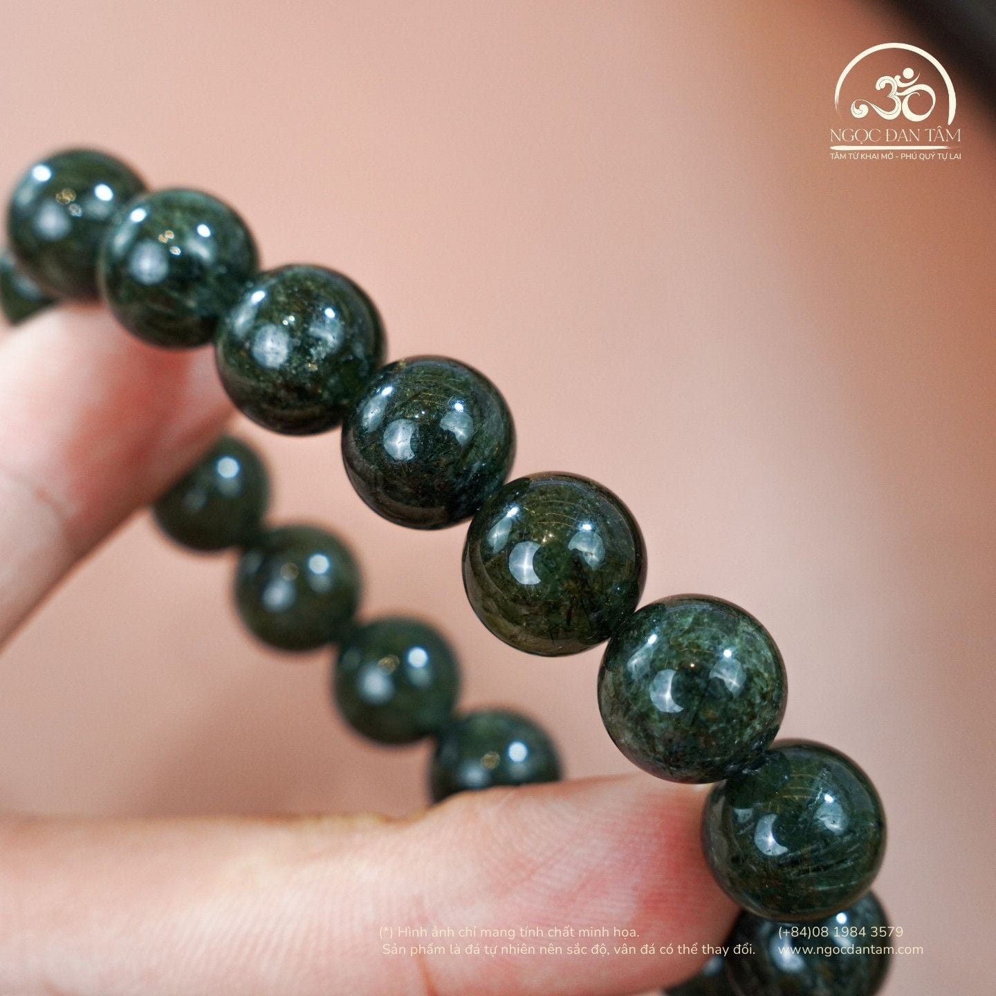 Vòng Tay Đá Thạch Anh Tóc Xanh 3A 11mm 
