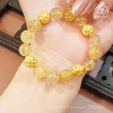  Vòng Tay Tóc Vàng 10mm 7A Phối Charm Cát Tường 