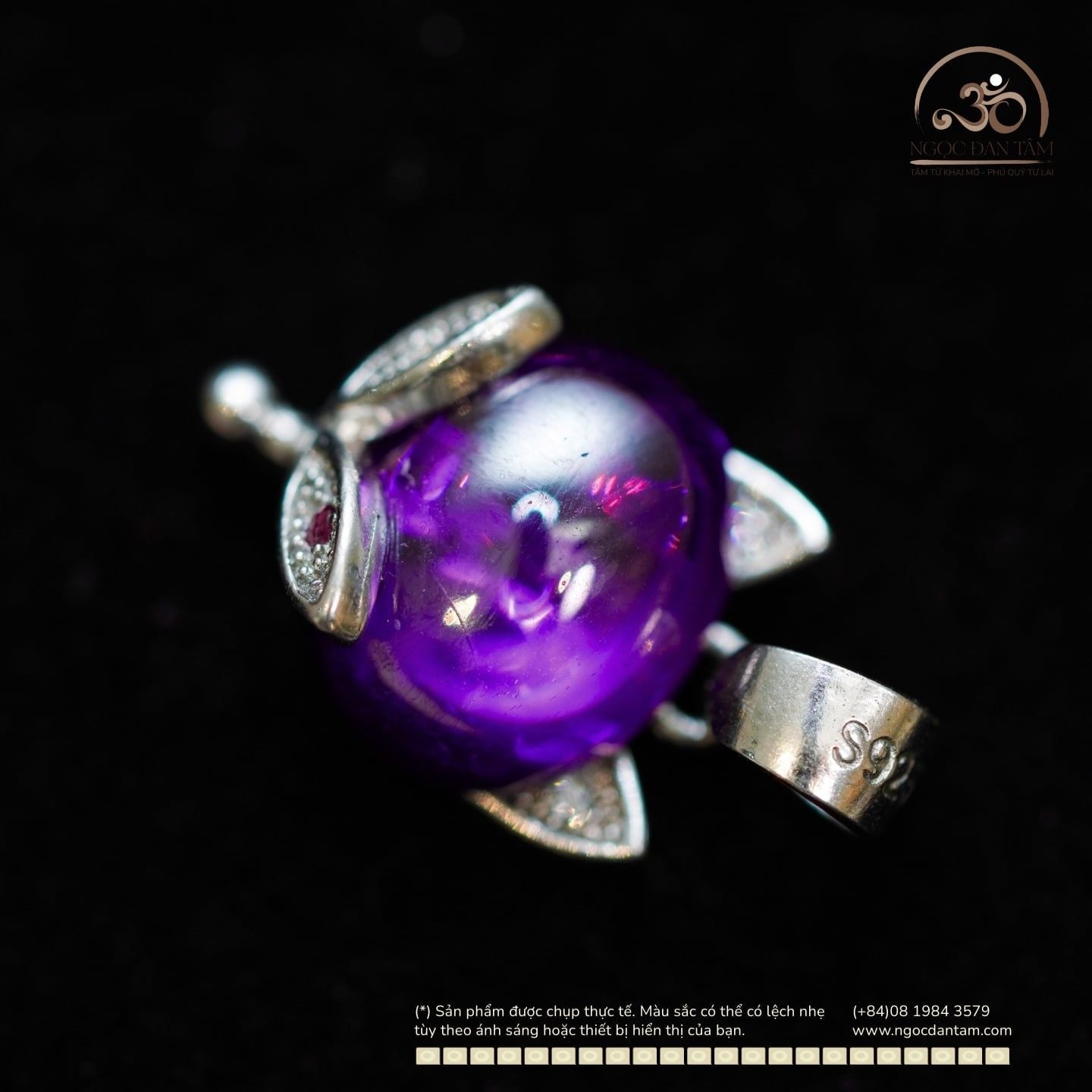  Mặt dây chuyền Hồ Ly Đá Tím 10.60mm - Bạc 925 Cao Cấp 