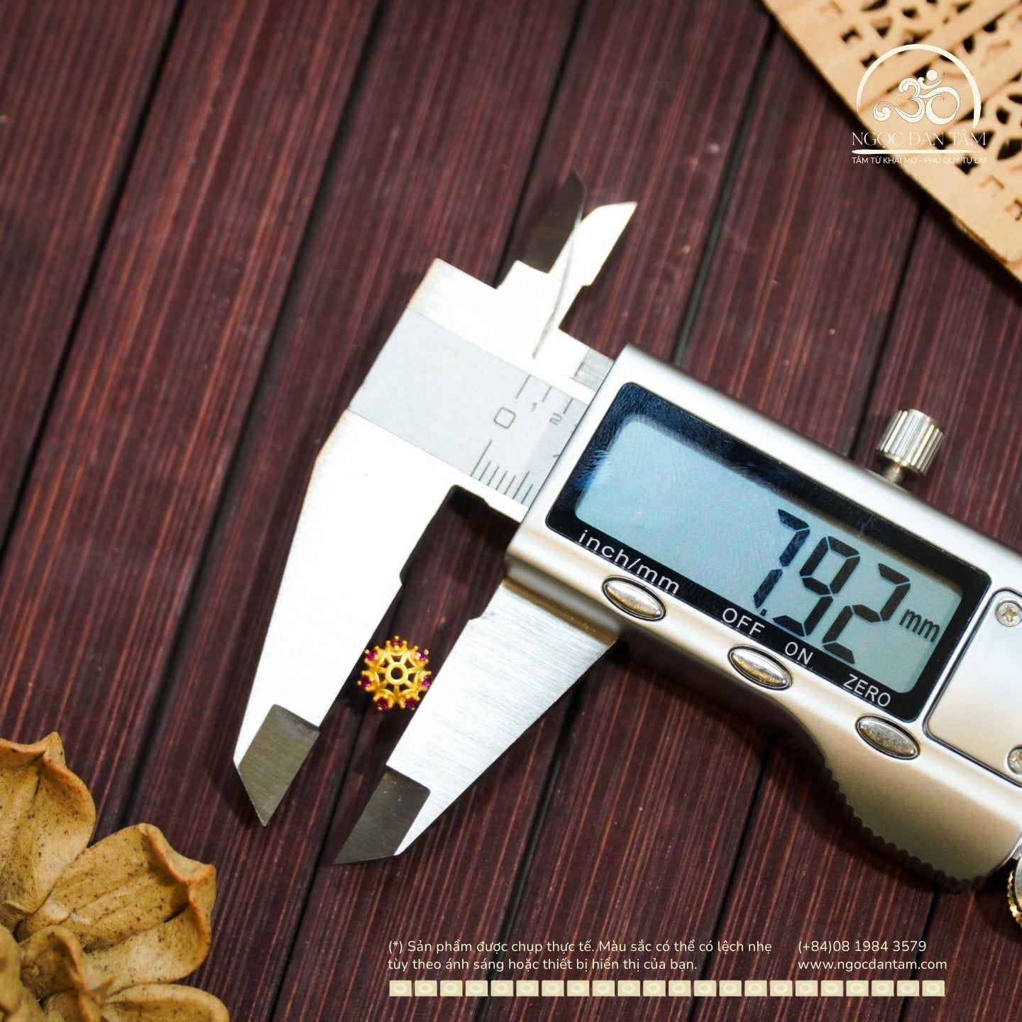  Charm Đài Hoa Đá Hồng - Kim Loại Mạ Vàng 