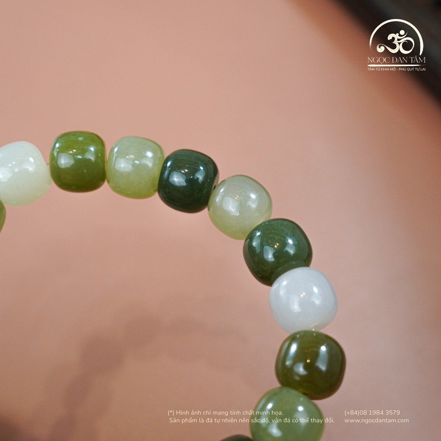  Vòng Tay Cẩm Thạch Hạt Bầu 10mm 3A 