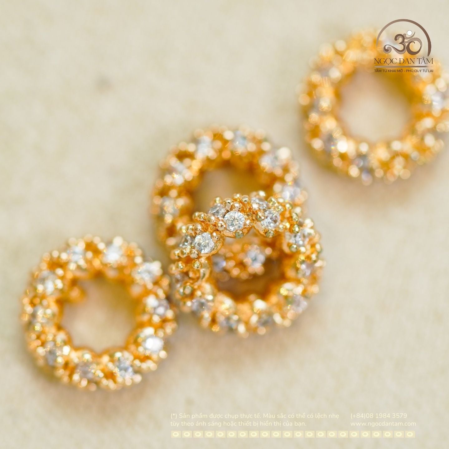  Charm Vàng Lấp Lánh Vàng Hồng - Kim Loại Mạ Vàng Cao Cấp 