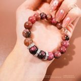  Vòng Tay Thulite 10mm 2A Phối Charm Cỏ 4 Lá 