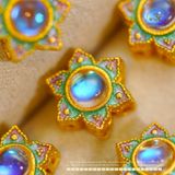  Charm Hoa Đính Đá Trắng 10,91mm - Kim Loại Mạ Vàng Cao Cấp 