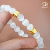  Vòng Tay Selenite 8mm 3A Phối Charm Chú Om 
