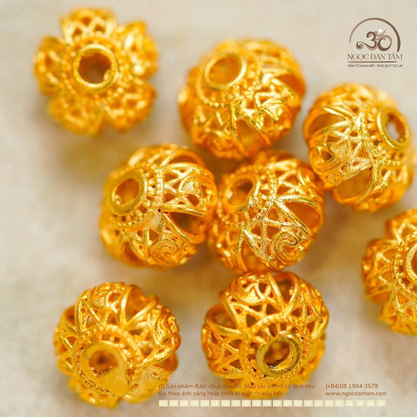  Charm Lồng Đèn 7.72mm - Kim Loại Mạ Vàng Cao Cấp 