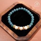 Vòng Tay Ngọc Hòa Điền Phối 7mm 2A Ngọc Trai Trắng 8mm 