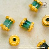  Charm Trụ Xanh Ngọc Lục Bảo Nhỏ 5,85mm - Bạc 925 Mạ Vàng Cao Cấp 