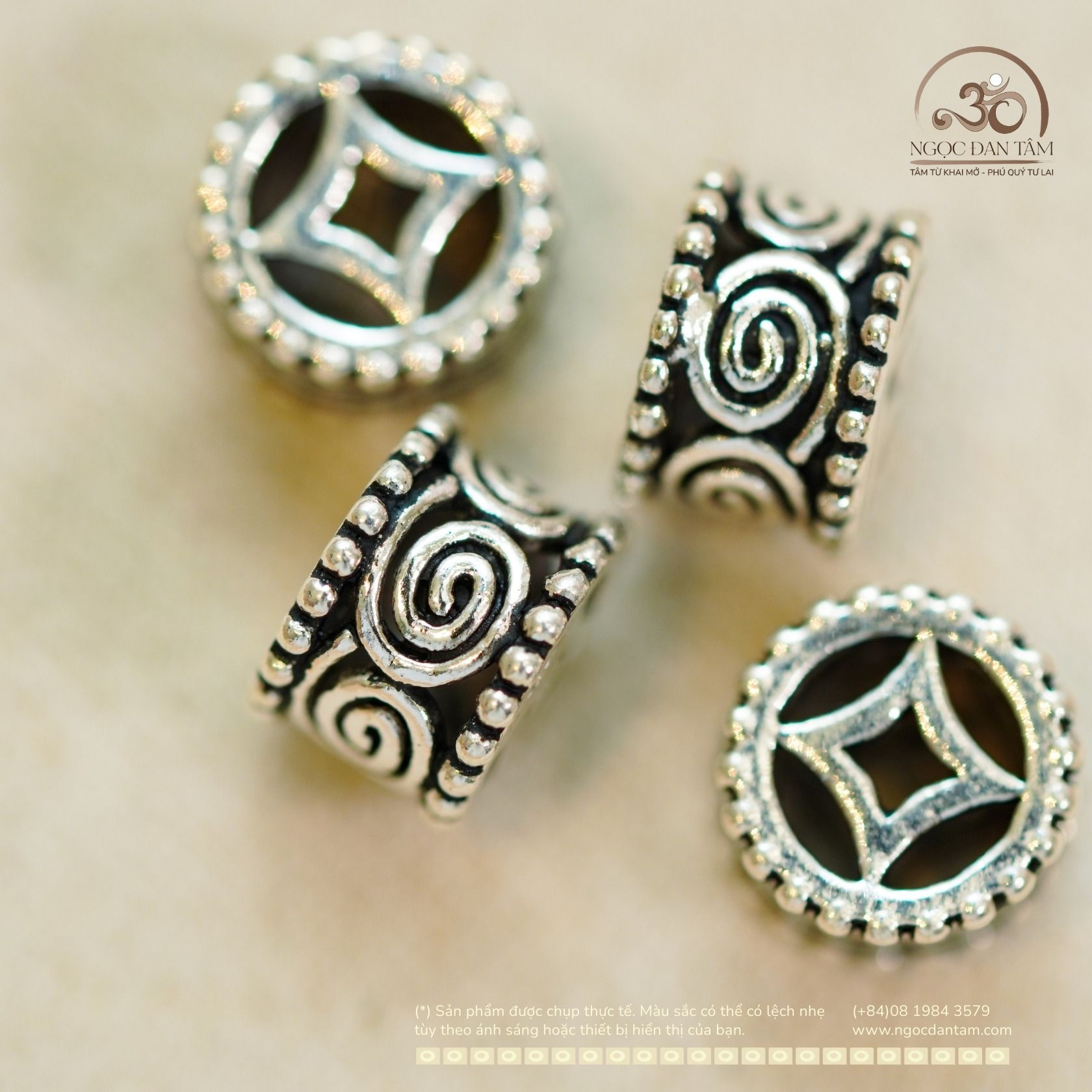  Charm bạc tròn xoắn ốc 8mm - Bạc Cao Cấp 