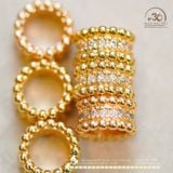  Charm Vòng Cườm Đính Đá 10,19mm - Kim Loại Mạ Vàng Cao Cấp 