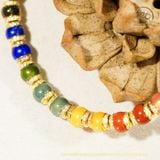  Vòng Tay Đá Ngũ Sắc Viền Pha Lê 