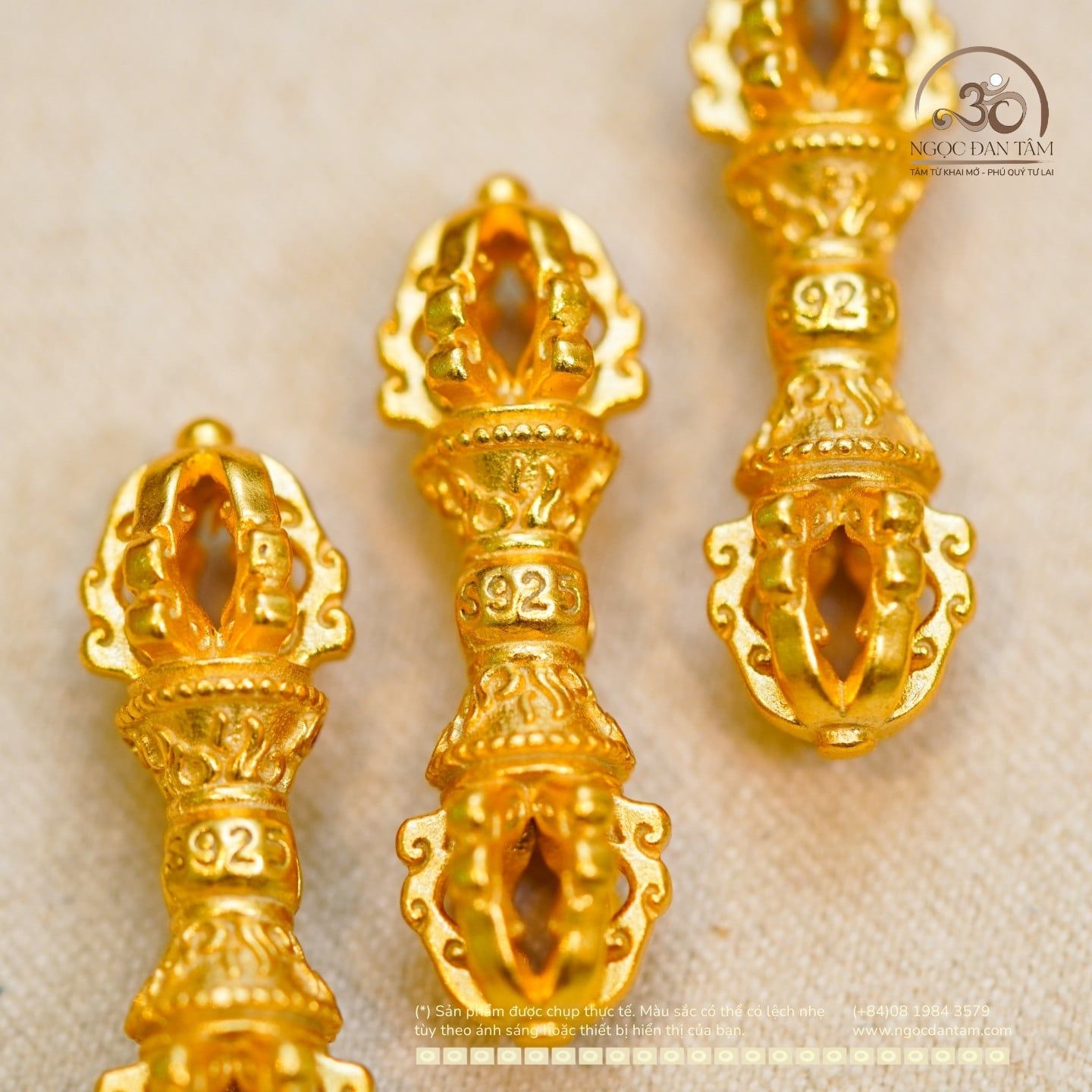  Charm Chày Kim Cang (lớn) - Bạc 925 Mạ Vàng Cao Cấp 