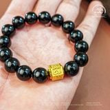  Vòng Tay Tourmaline Đen 10mm 2A Phối Charm Lục Giác Họa Tiết 