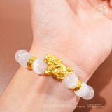  Vòng Tay Đá Selenite 3A - 10mm Phối Charm Long Quy 