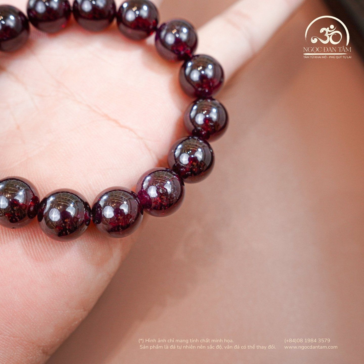  Vòng Tay Đá Garnet Tím 11mm 5A 