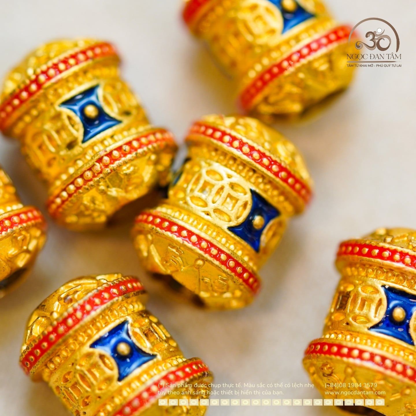  Charm Vạn Phúc 12,79mm - Kim Loại Mạ Vàng Cao Cấp 