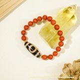  Vòng Tay Dzi Mặt Trời Mặt Trăng Phối Ngọc Bích Đỏ 8mm 