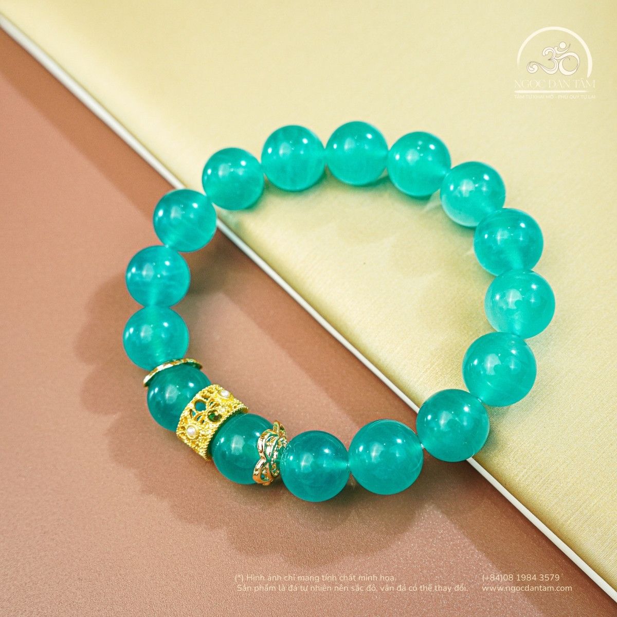  Vòng Tay Đá Amazonite 11mm 5A Phối Charm 