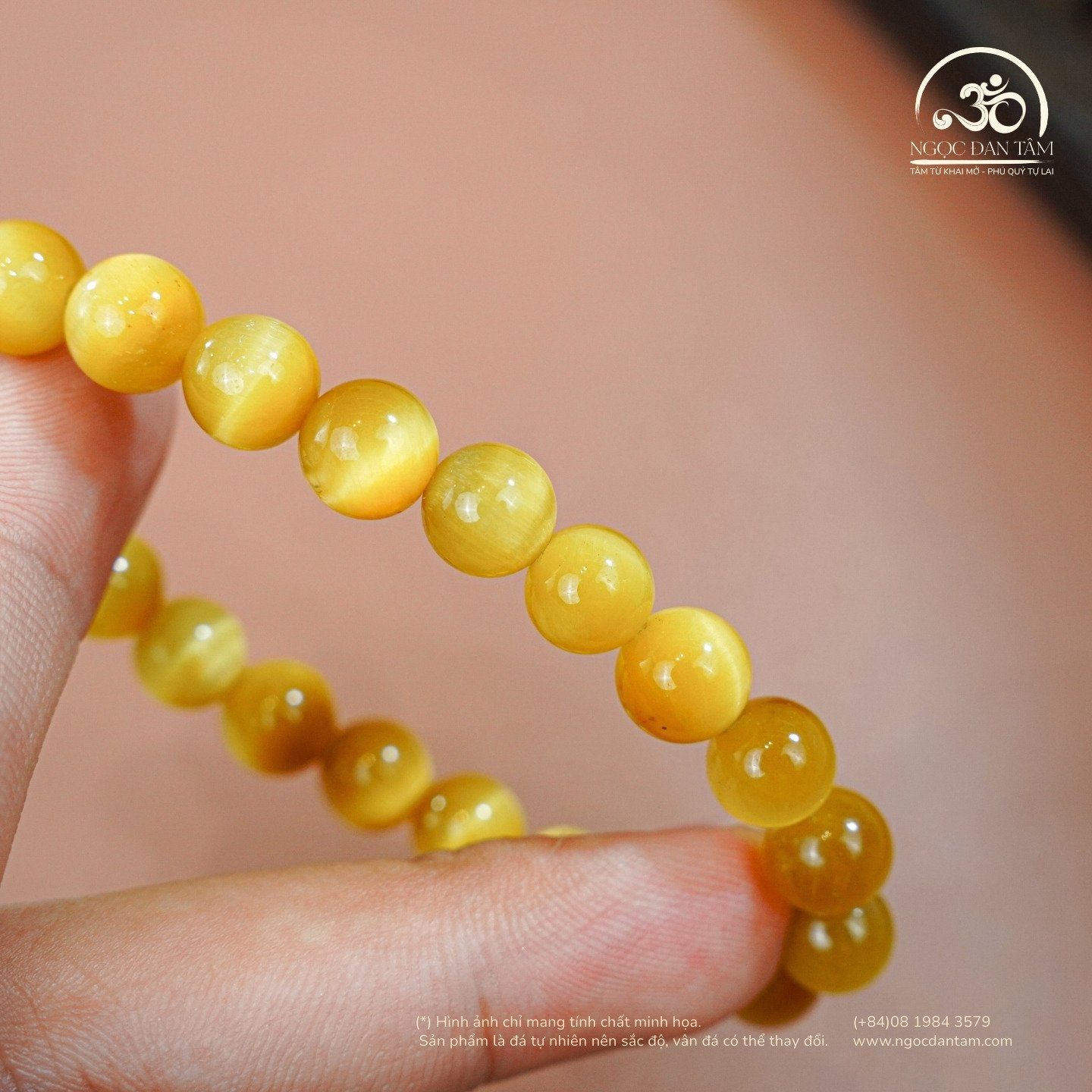  Vòng Tay Đá Mắt Hổ Vàng 8mm 6A 