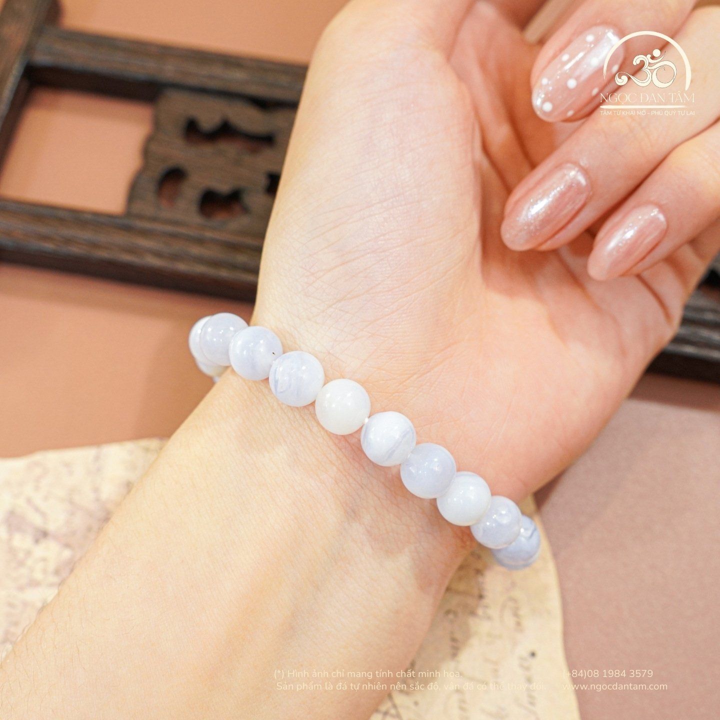  Vòng Tay Mã Não Xanh Lace 8mm 3A 