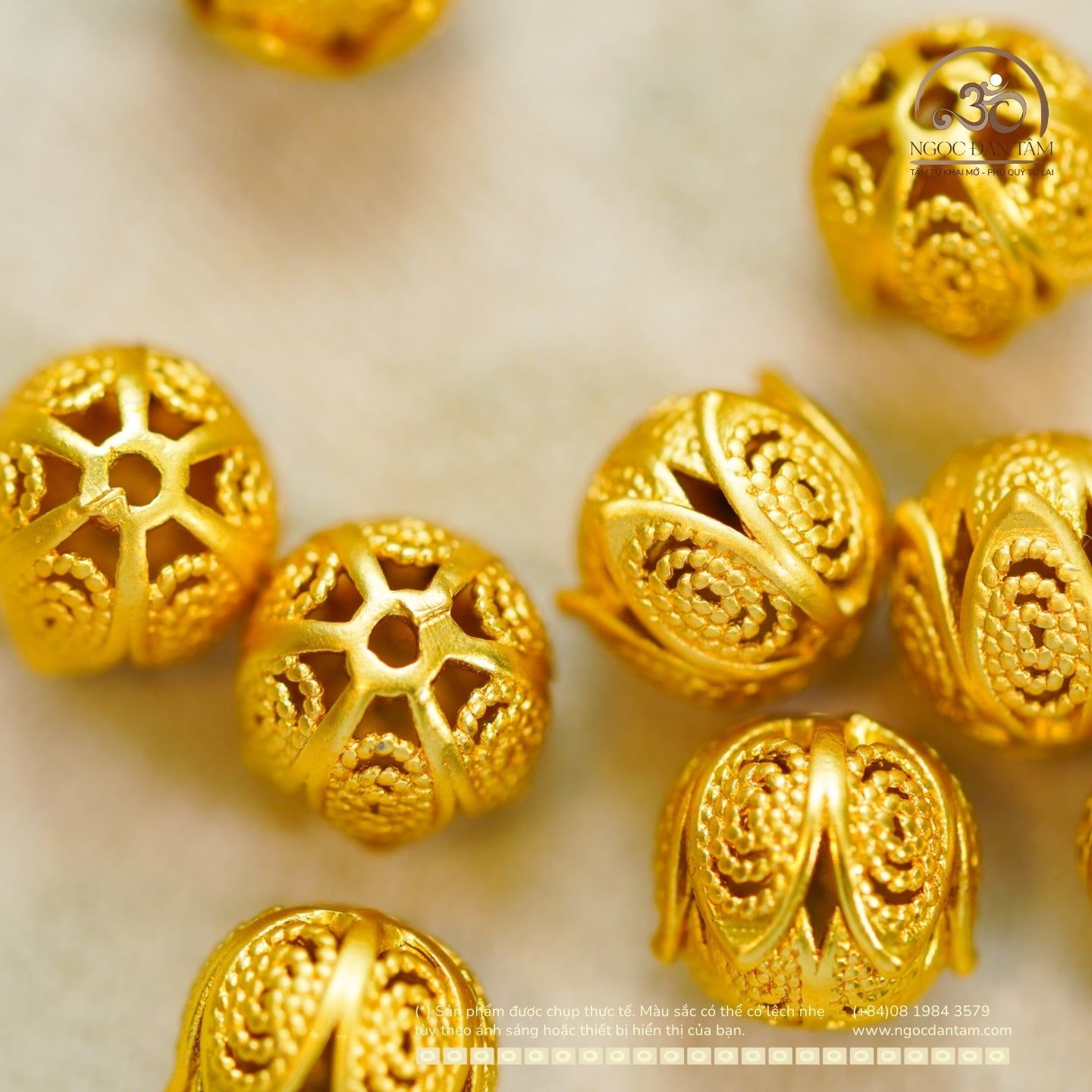  Charm Nụ Hoa 7.16mm - Kim Loai Mạ Vàng Cao Cấp 