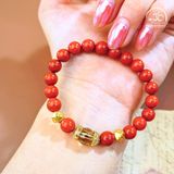  Vòng Tay Ngọc Bích Đỏ 7mm 5A Phối Charm 