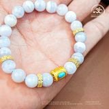  Vòng Tay Đá Mã Não Xanh Lace 8mm 3A Phối Charm Lu Thống 