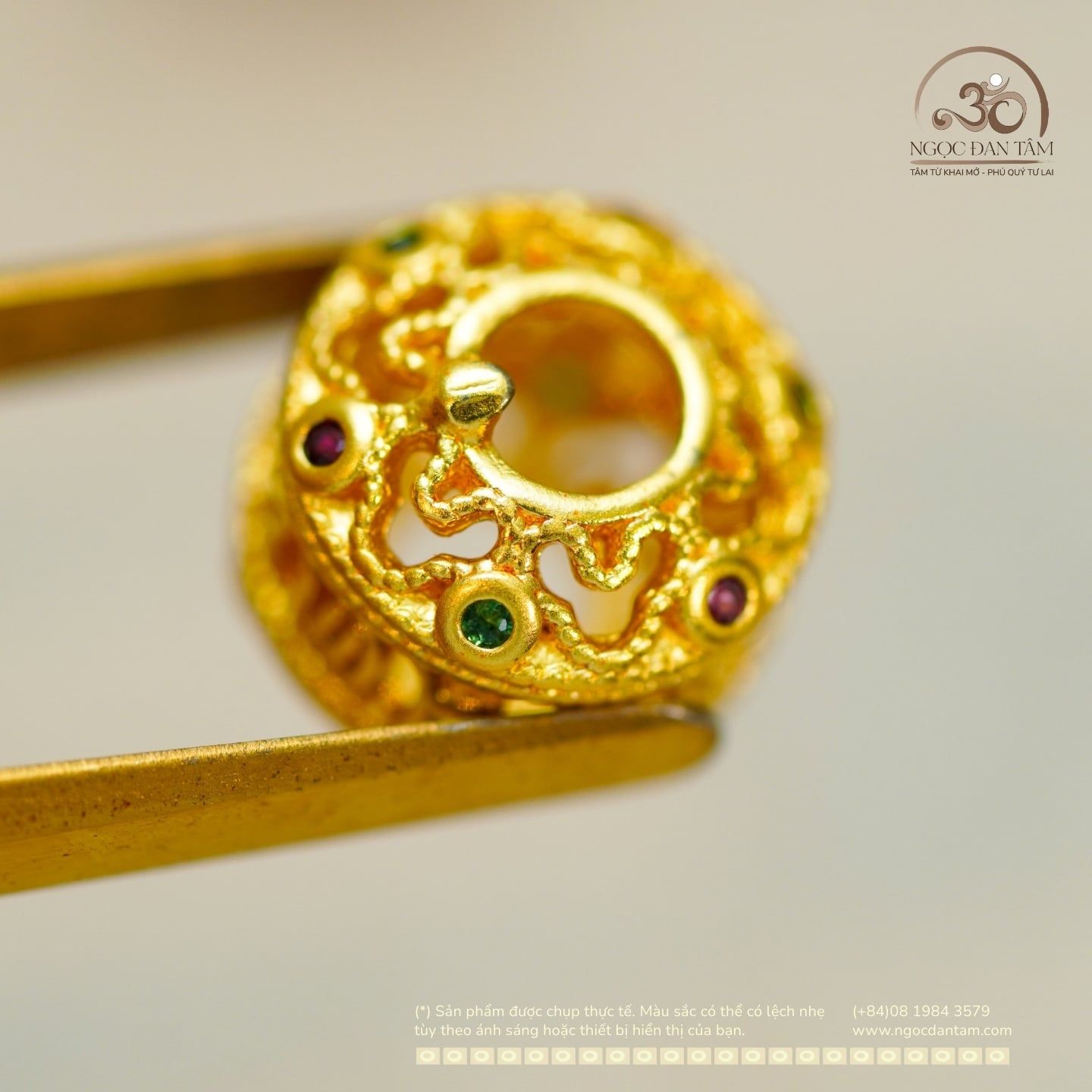  Charm Thùng Đính Ngọc 9,83mm - Kim Loại Mạ Vàng Cao Cấp 