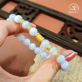  Vòng Tay Mã Não Xanh Lace 8mm 3A Phối Charm Trụ Chú Omani 
