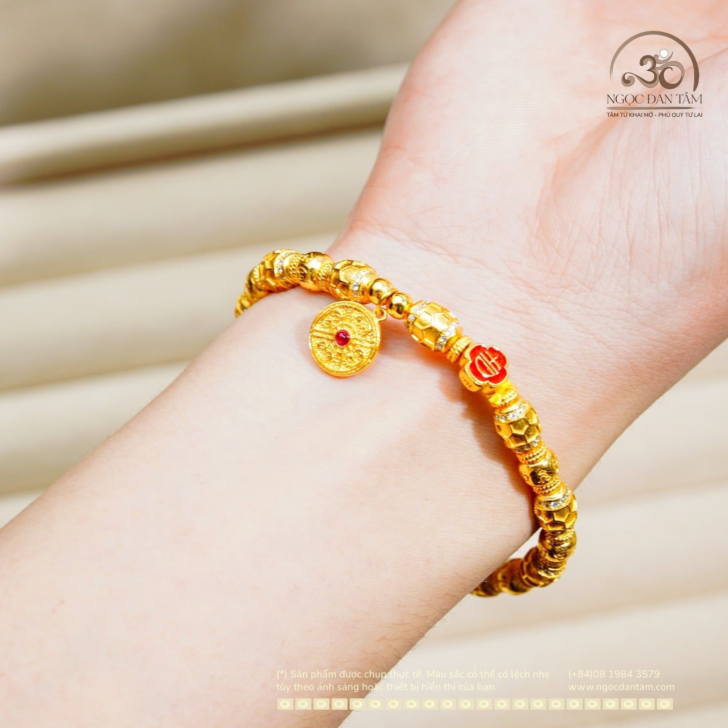  Lắc Tay Bạc Mạ Vàng Mai Rùa Cát Tường 