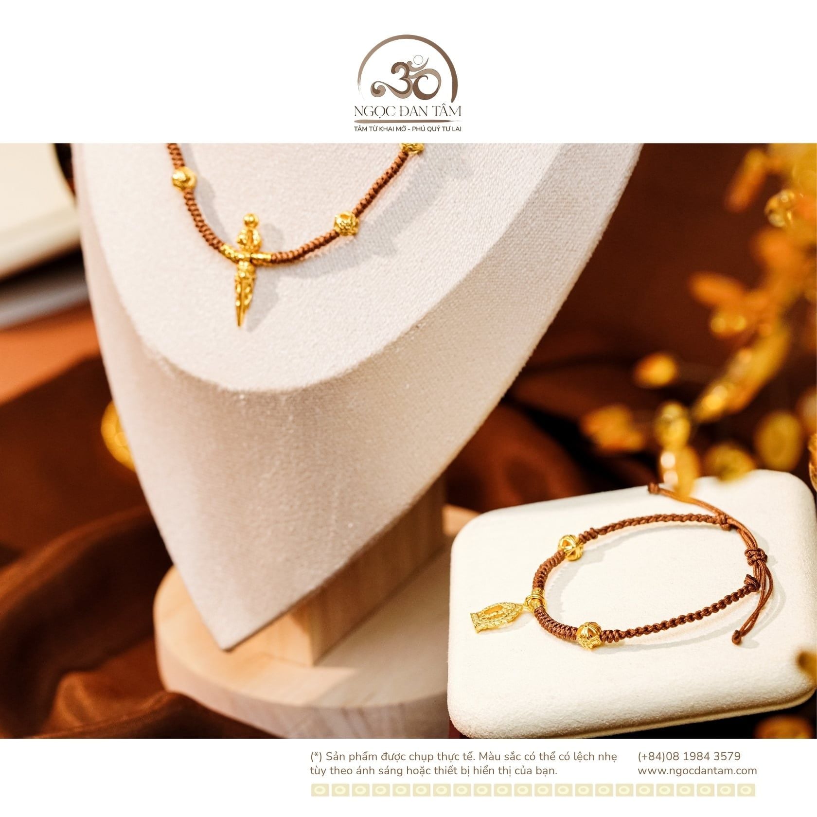  Vòng Tay Thắt Dây Charm Kim Cang Tháp + Vòng Cổ Thắt Dây Charm Dao Phổ Ba 