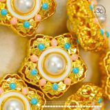  Charm Ngôi Sao Đính Ngọc Trai 22,13mm - Kim Loại Mạ Vàng Cao 