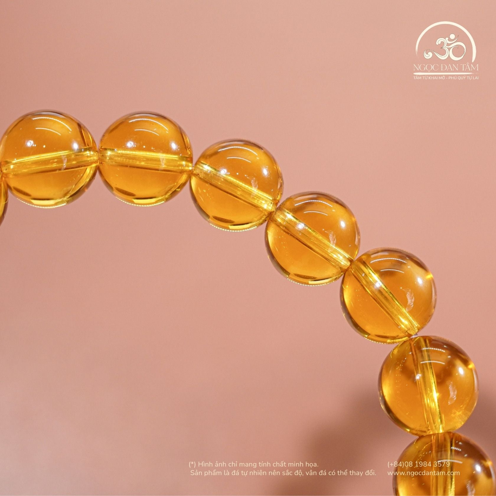  Vòng Tay Thạch Anh Vàng 9mm 5A 