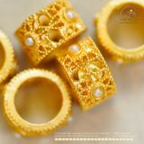  Charm Tròn Đính Ngọc Trai 10.68mm - Kim Loại Mạ Vàng 